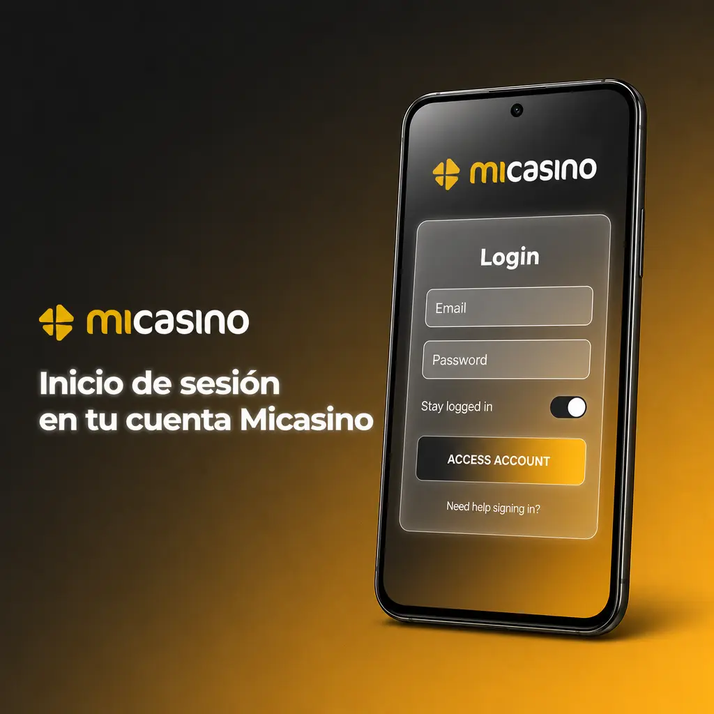 Pantalla de inicio de sesión en Micasino para acceder a juegos, apuestas deportivas y saldo de la cuenta.